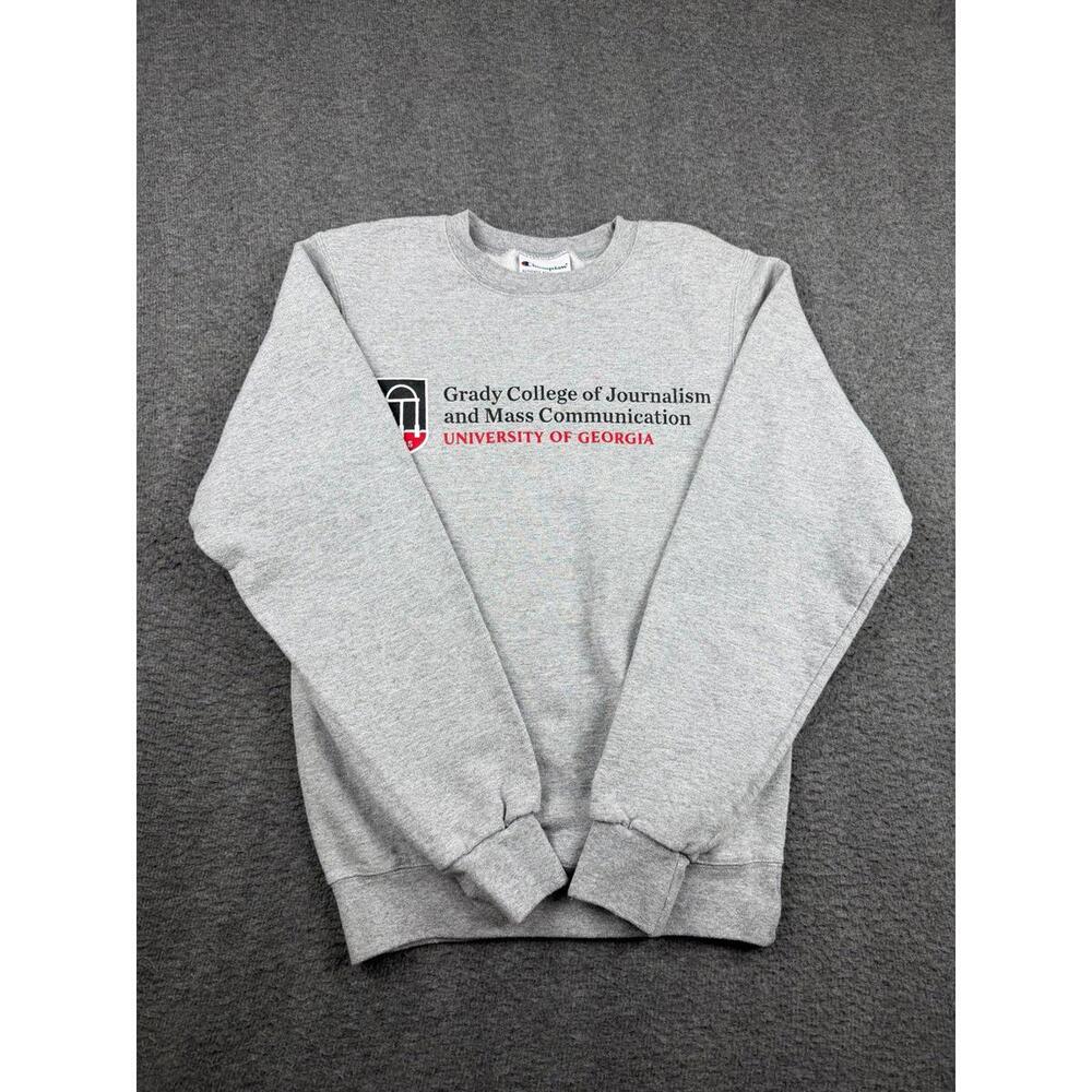 Champion UGA Georgia‎ Bulldogs Grady College Gray Crewneck Sweatshirt Size XS